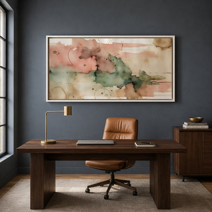 Pastel Abstract Watercolor Canvas Wall Art Modern Neutral Home Decor