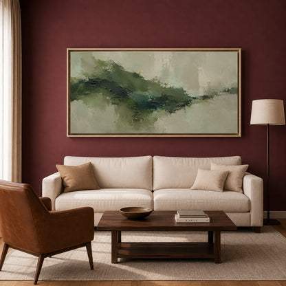 Earthy Green Textured Abstract Painting in Sage and Olive Tones