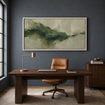 Earthy Green Textured Abstract Painting in Sage and Olive Tones