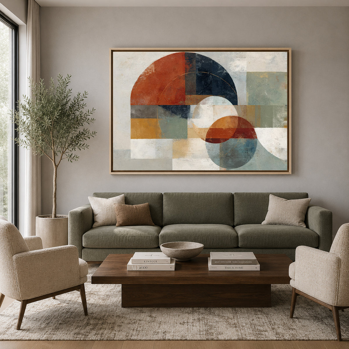 Modern Abstract Geometric Canvas Wall Art Minimalist Shapes Painting