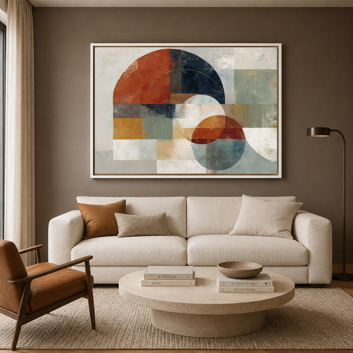 Modern Abstract Geometric Canvas Wall Art Minimalist Shapes Painting