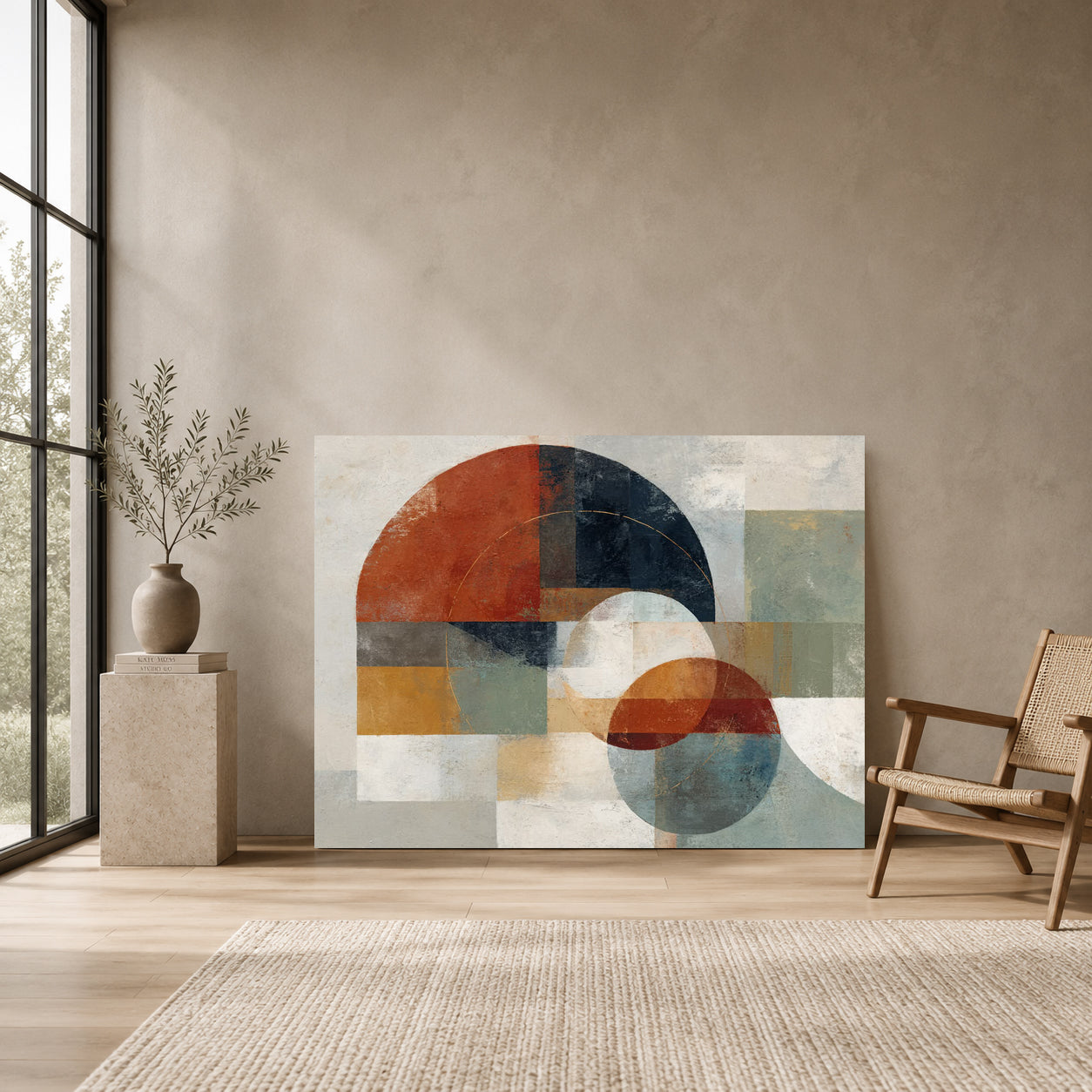 Modern Abstract Geometric Canvas Wall Art Minimalist Shapes Painting