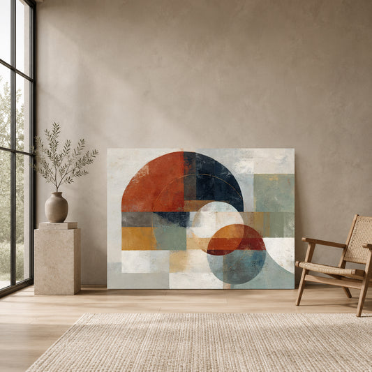 Modern Abstract Geometric Canvas Wall Art Minimalist Shapes Painting