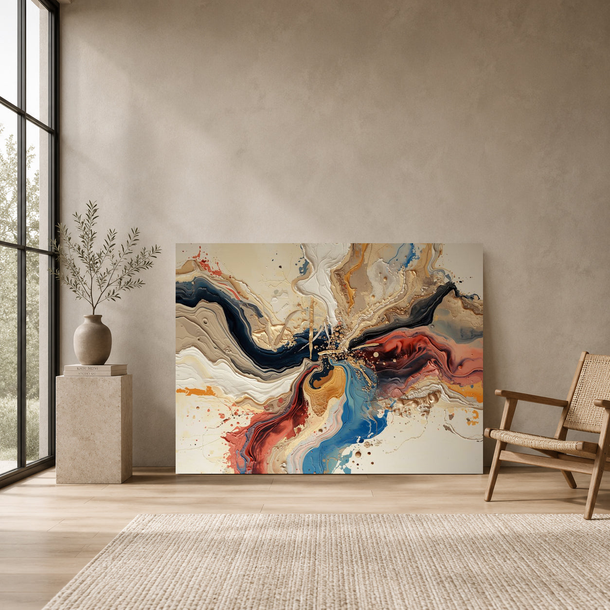 Luxury Fluid Abstract Canvas Wall Art Modern Marble Effect Painting