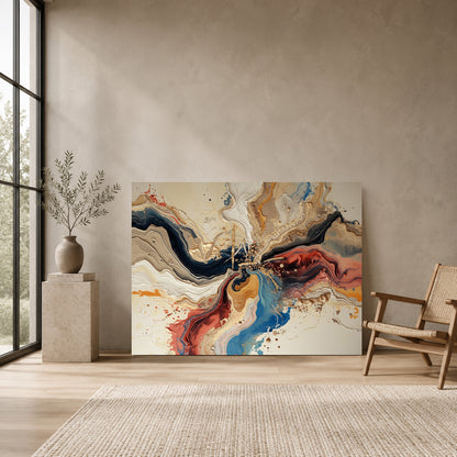 Luxury Fluid Abstract Canvas Wall Art Modern Marble Effect Painting