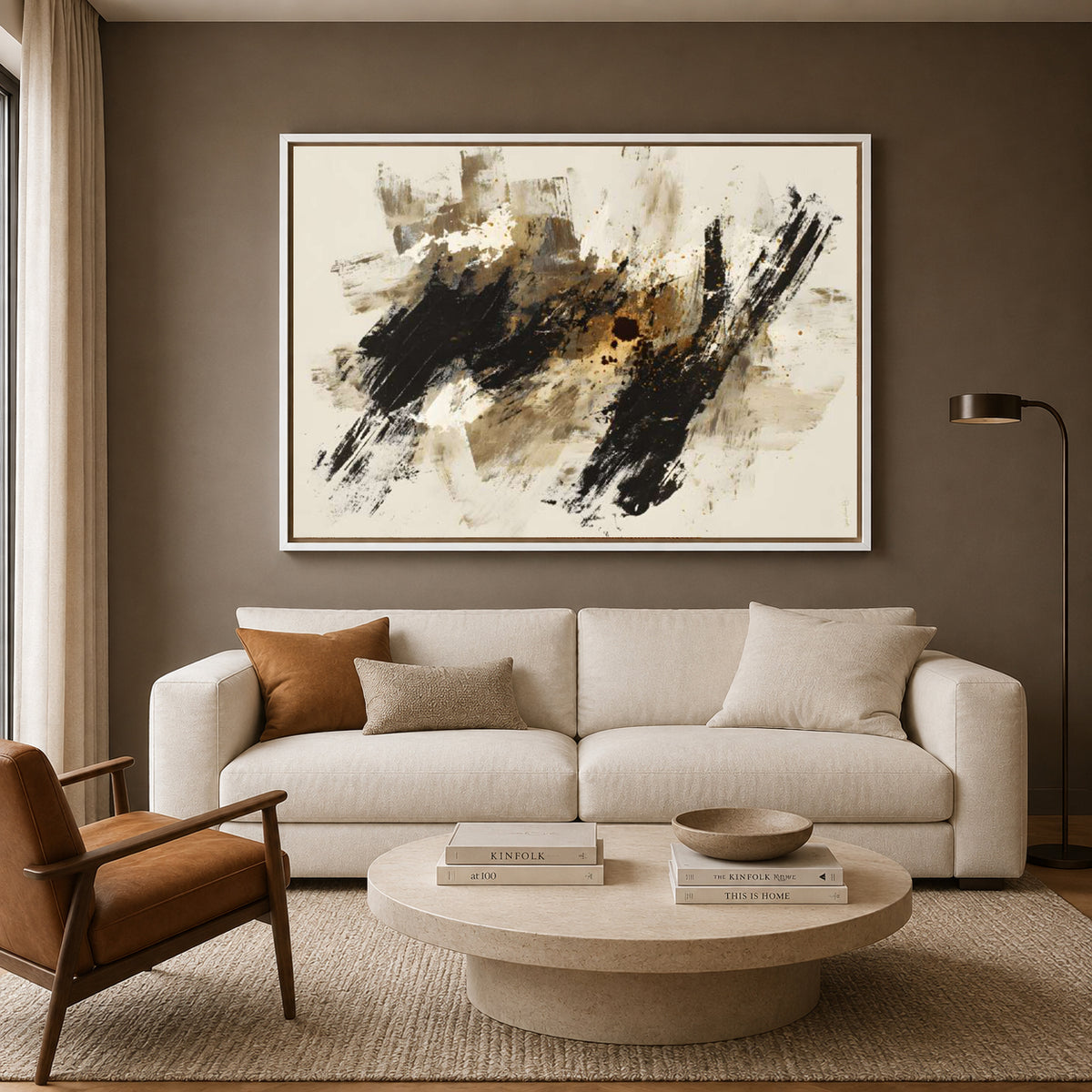 Midnight Essence Abstract Wall Art – Modern Black & Gold Canvas Painting
