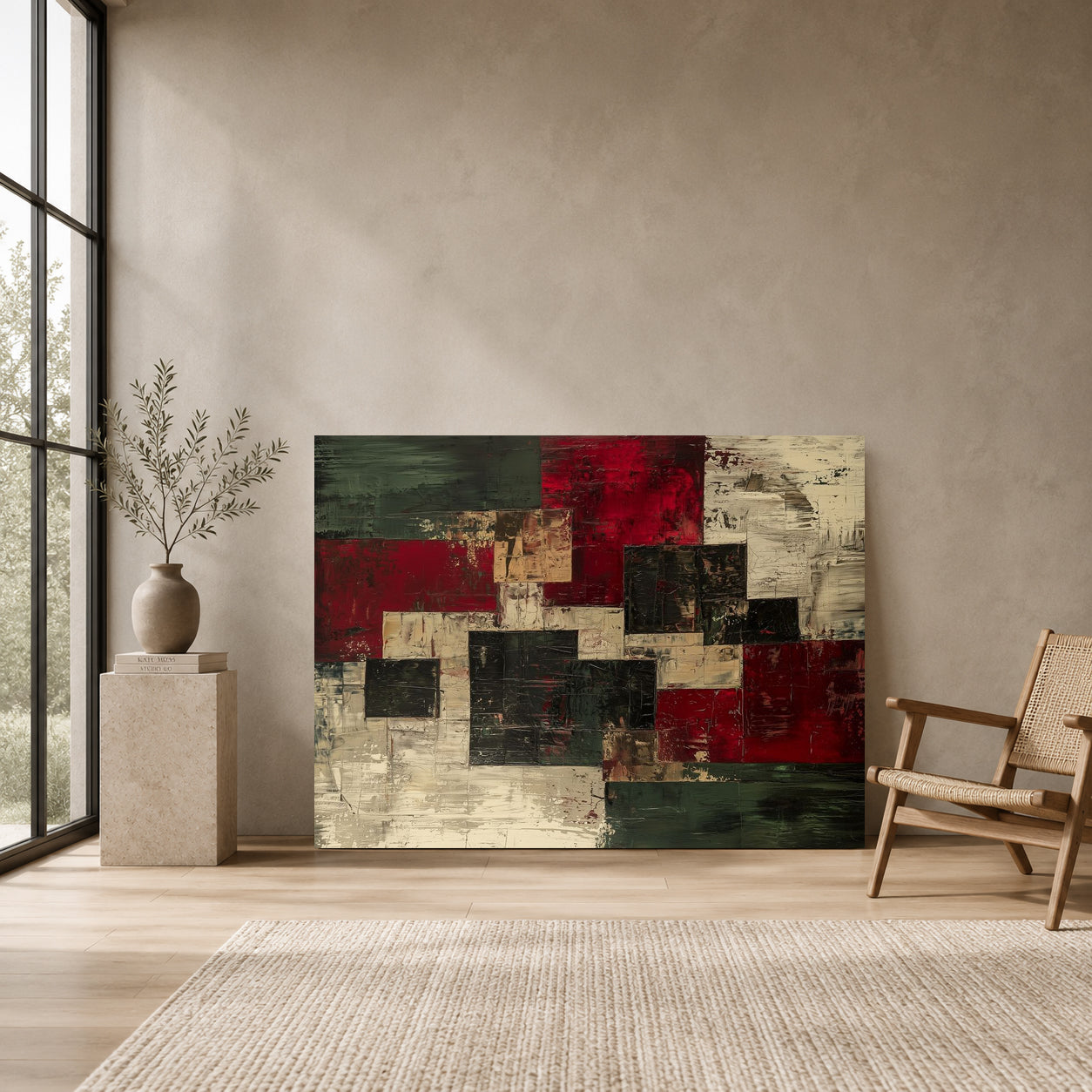 Modern Geometric Abstract Canvas Wall Art for Living Room Decor