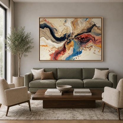 Luxury Fluid Abstract Canvas Wall Art Modern Marble Effect Painting
