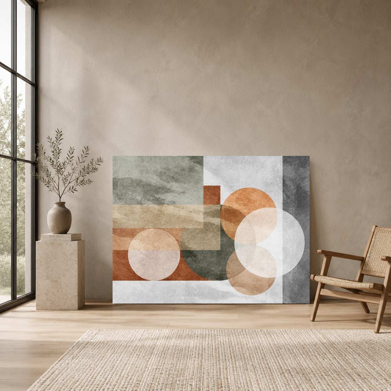 Modern Geometric Abstract Canvas Wall Art for Living Room Decor Gold