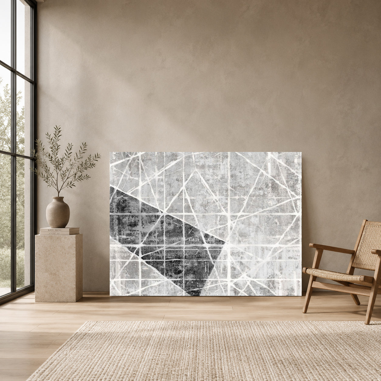 Black White Geometric Abstract Canvas Wall Art for Modern Home Decor