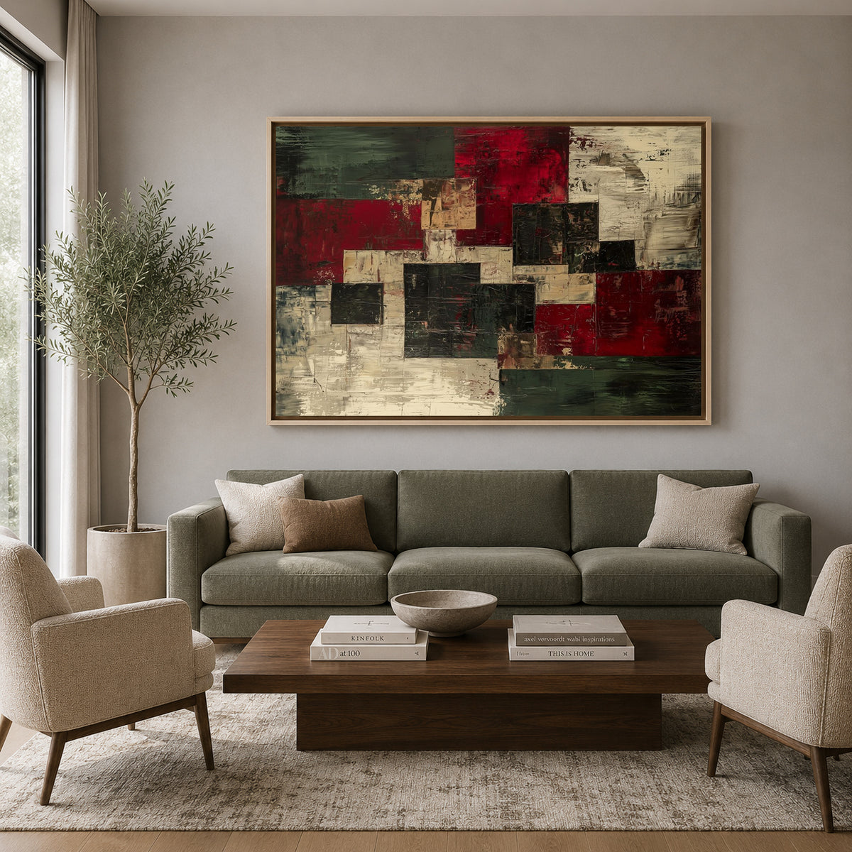 Modern Geometric Abstract Canvas Wall Art for Living Room Decor