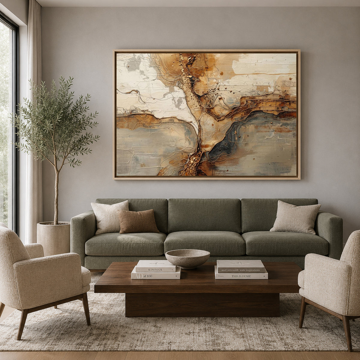 Luxury Neutral Abstract Canvas Wall Art Textured Modern Painting