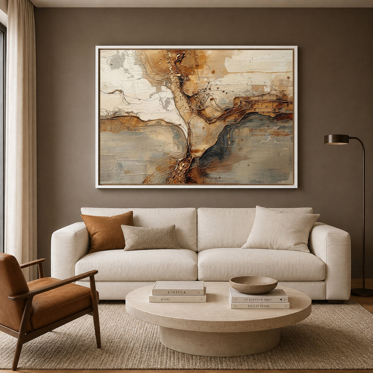 Luxury Neutral Abstract Canvas Wall Art Textured Modern Painting