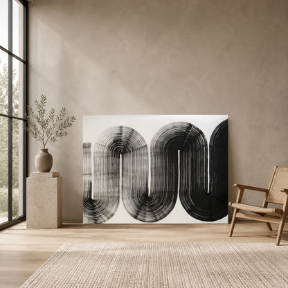 Black White Abstract Canvas Wall Art Modern Minimalist Painting Decor
