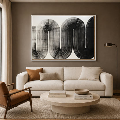 Black White Abstract Canvas Wall Art Modern Minimalist Painting Decor