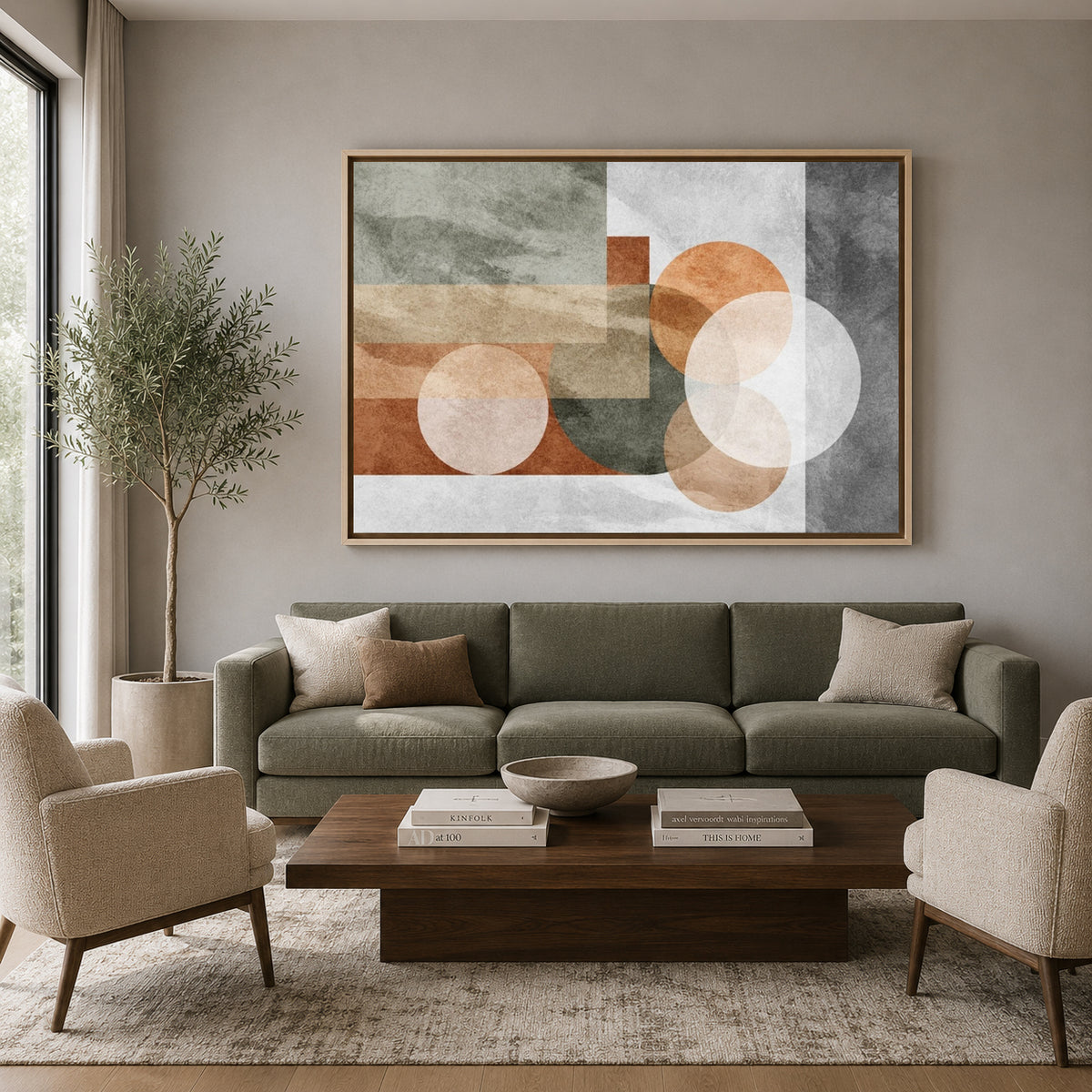 Modern Geometric Abstract Canvas Wall Art for Living Room Decor Gold