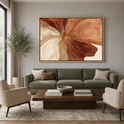 Brown Beige Abstract Canvas Wall Art for Modern Living Room Decor