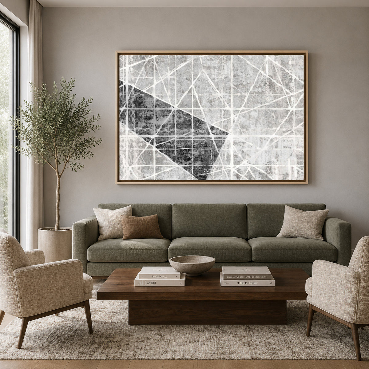 Black White Geometric Abstract Canvas Wall Art for Modern Home Decor