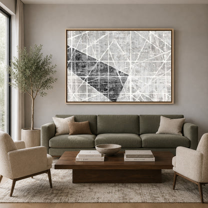 Black White Geometric Abstract Canvas Wall Art for Modern Home Decor