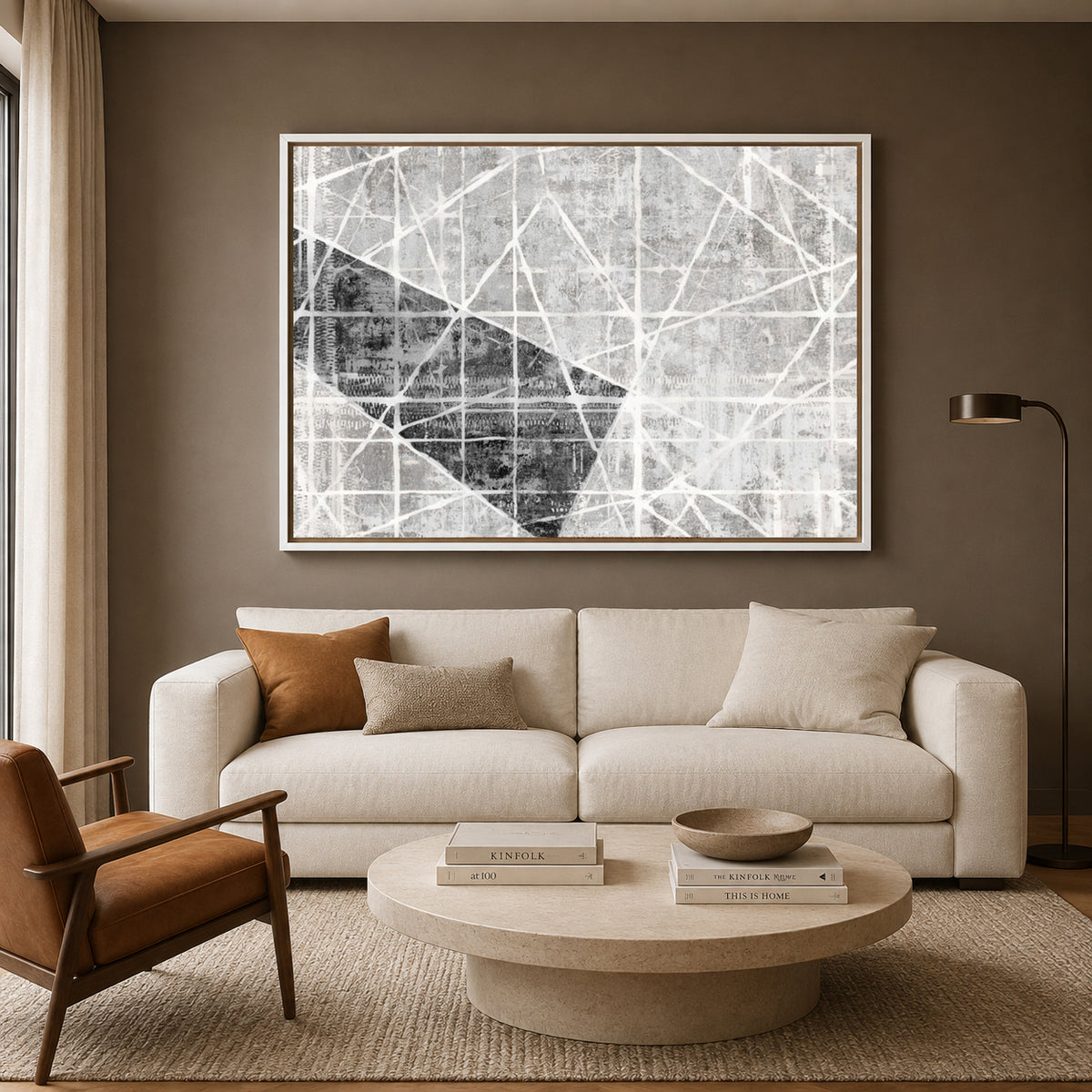 Black White Geometric Abstract Canvas Wall Art for Modern Home Decor