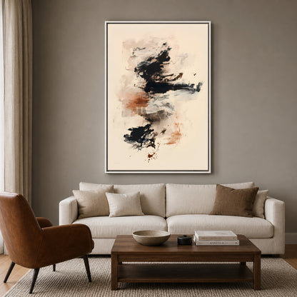 Modern Neutral Abstract Brush Stroke Canvas Wall Art