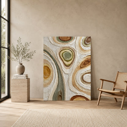 Abstract Tree Ring Canvas Wall Art Modern Textured Wall Decor