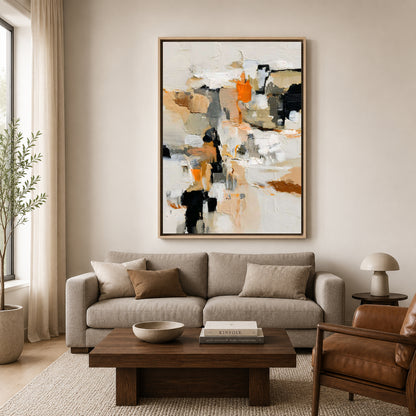 Neutral Abstract Texture Canvas Wall Art Painting for Interiors