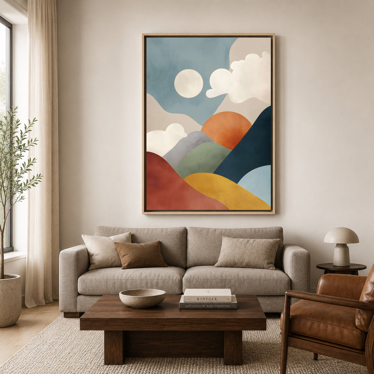 Modern Abstract Landscape Canvas Wall Art for Living Room