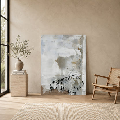 Abstract Cityscape Canvas Wall Art Modern Vertical Painting for Home