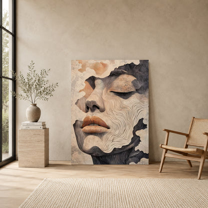 Abstract Woman Face Canvas Wall Art Modern Portrait Painting Decor