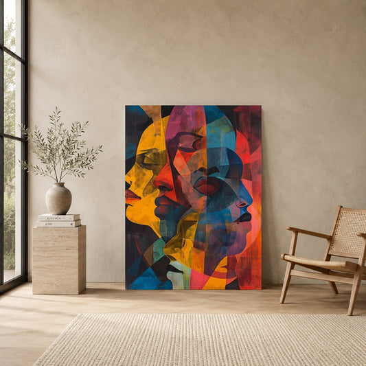 Abstract Faces Canvas Wall Art Colorful Modern Portrait Painting Decor