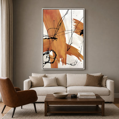 Modern Abstract Canvas Wall Art Brown Beige Contemporary Painting Decor