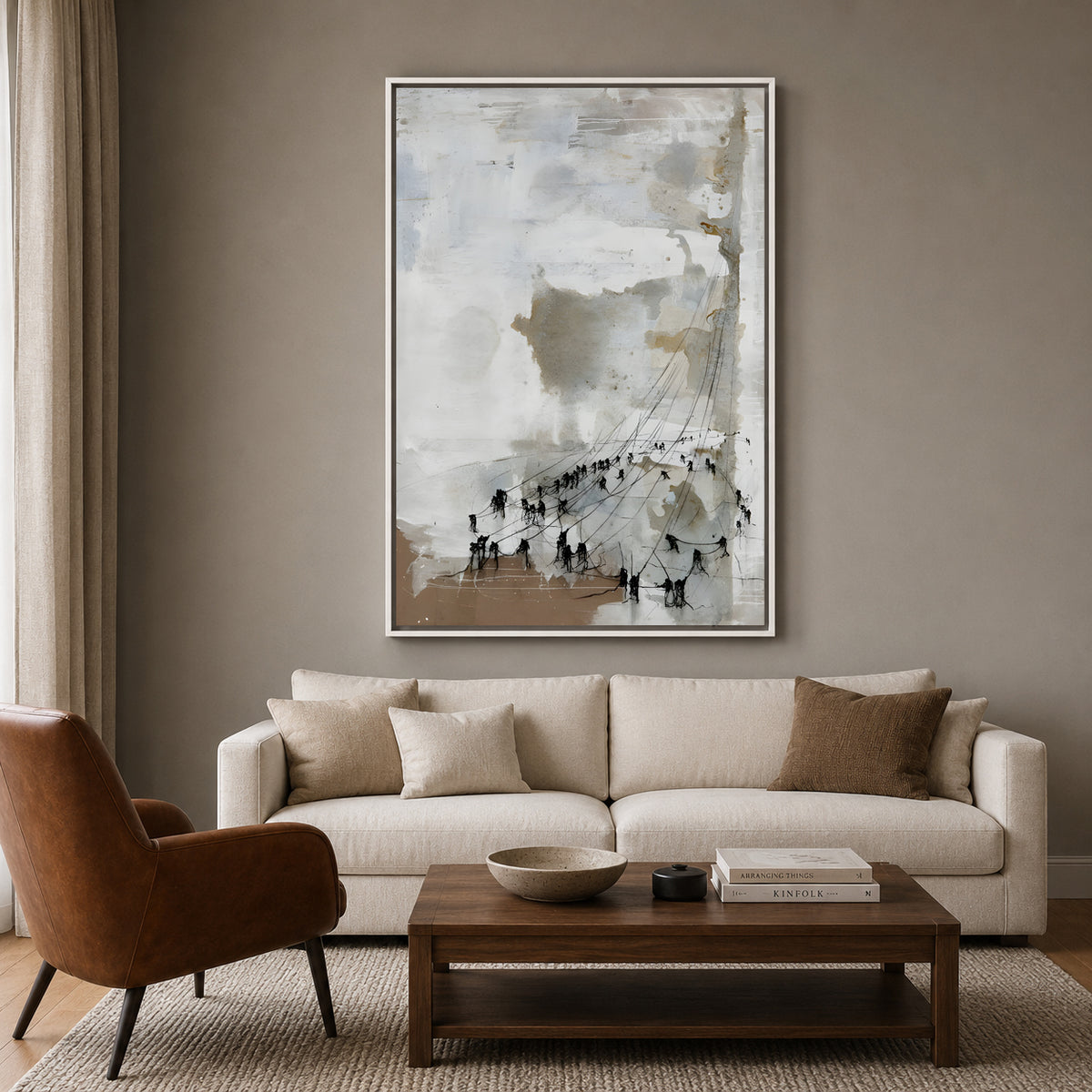 Abstract Cityscape Canvas Wall Art Modern Vertical Painting for Home