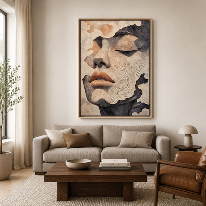 Abstract Woman Face Canvas Wall Art Modern Portrait Painting Decor