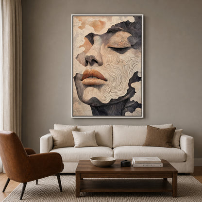 Abstract Woman Face Canvas Wall Art Modern Portrait Painting Decor