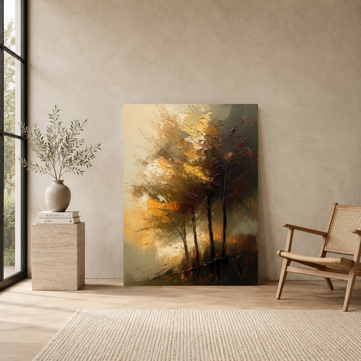 Abstract Forest Landscape Canvas Wall Art Modern Nature Painting Decor
