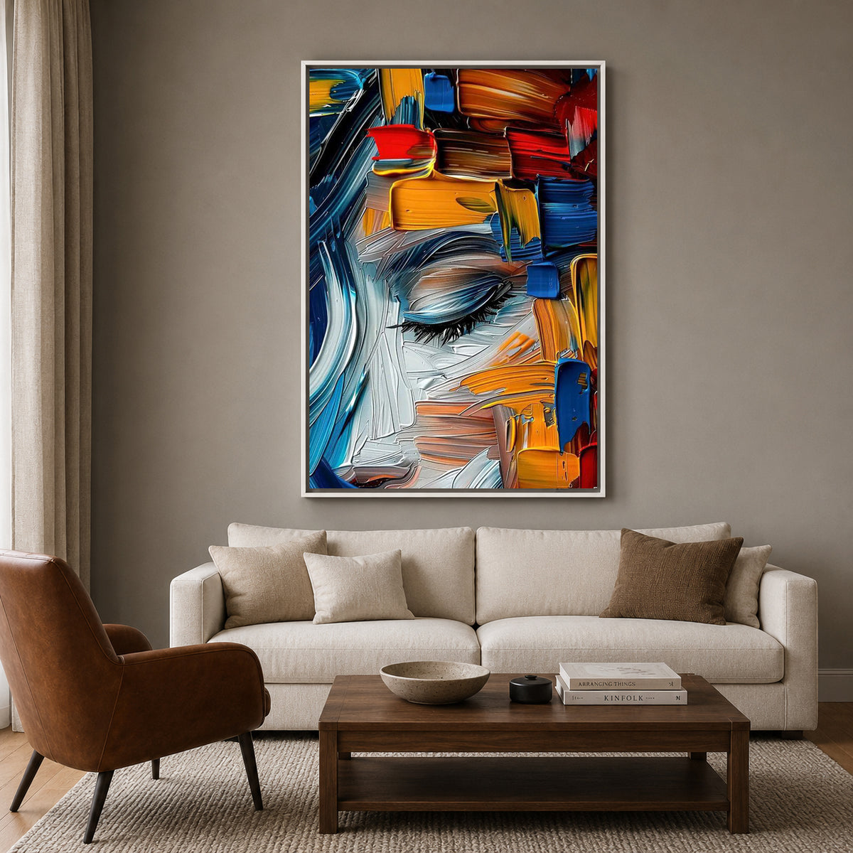 Abstract Woman Portrait Canvas Wall Art Colorful Modern Face Painting