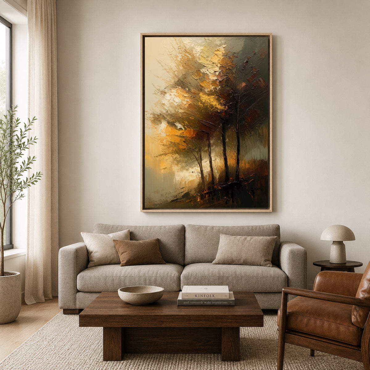 Abstract Forest Landscape Canvas Wall Art Modern Nature Painting Decor