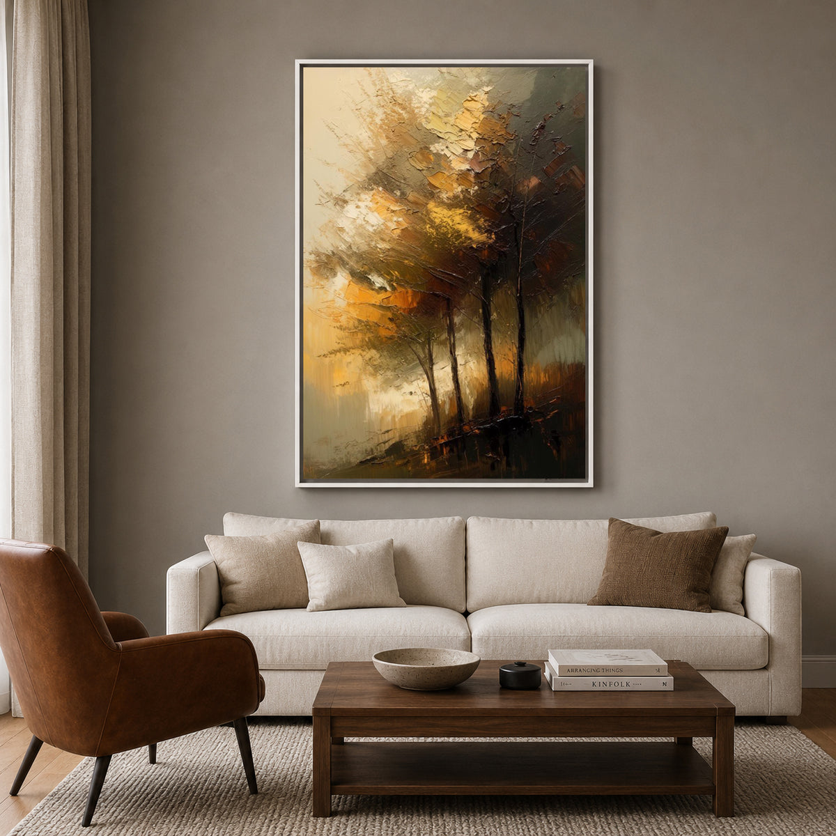 Abstract Forest Landscape Canvas Wall Art Modern Nature Painting Decor
