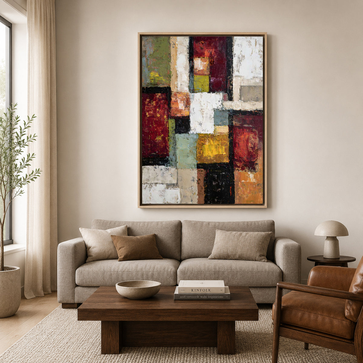 Modern Geometric Abstract Canvas Wall Art Painting for Living Room