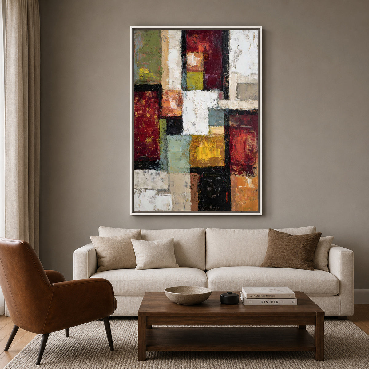 Modern Geometric Abstract Canvas Wall Art Painting for Living Room