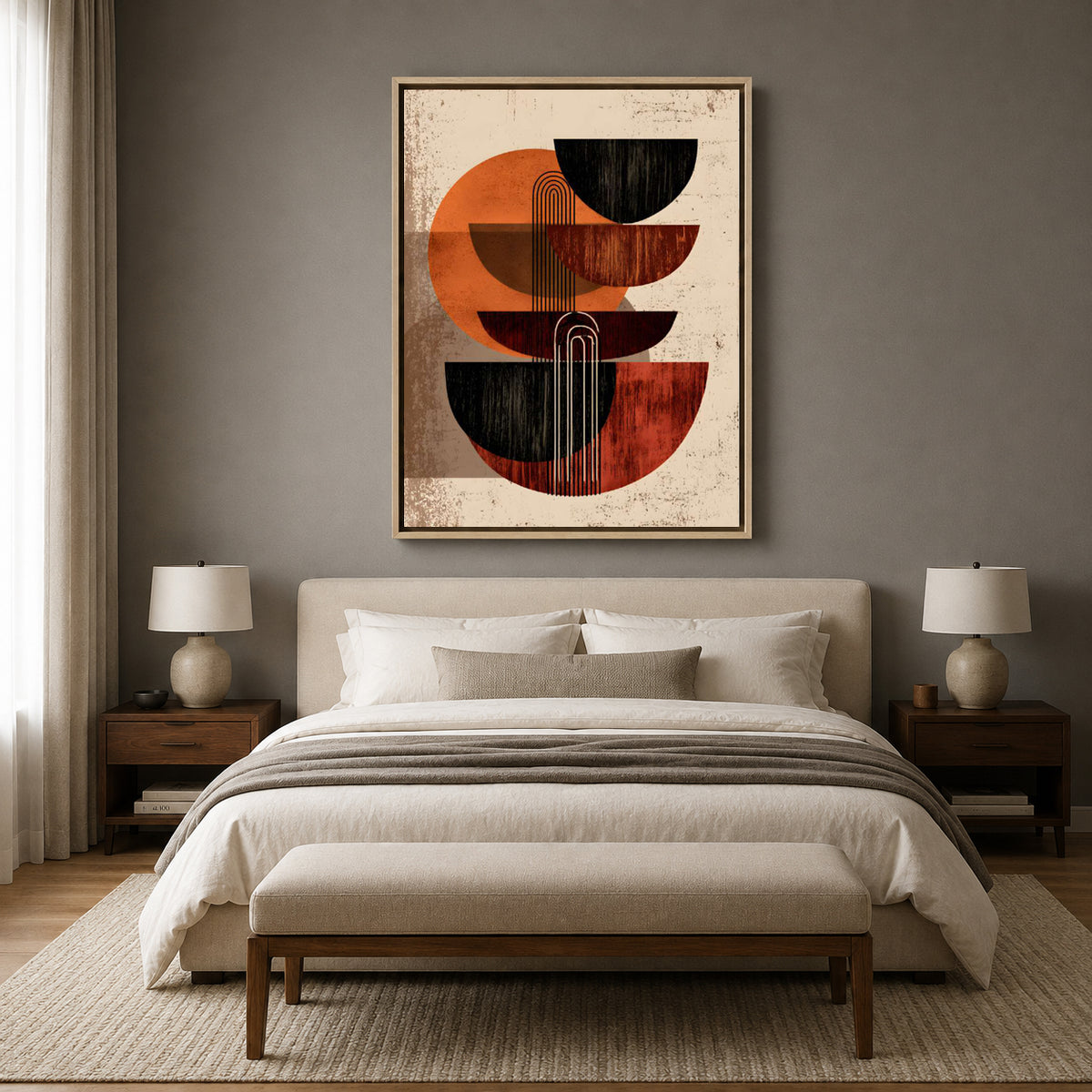 Boho Geometric Abstract Wall Art Canvas Painting for Modern Decor