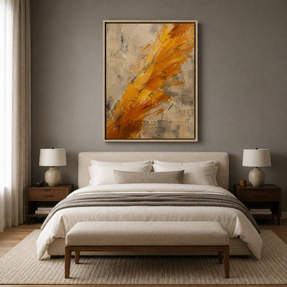 Golden Brushstrokes Abstract Canvas Art Warm Neutral Contemporary Painting