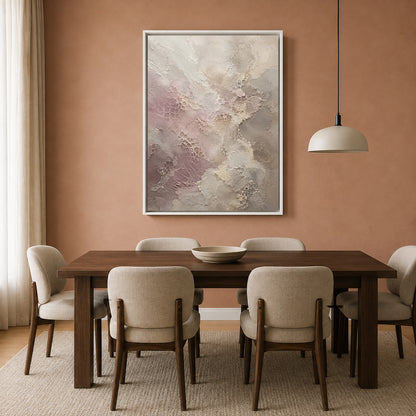 Soft Blush and Beige Textured Abstract Canvas Painting