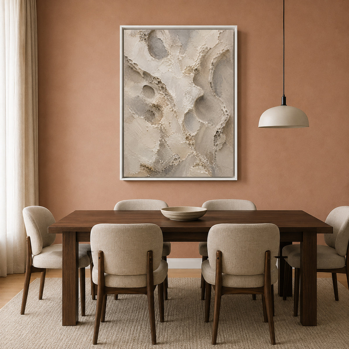 Ivory and Grey Textured Abstract Canvas Painting
