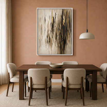 Gilded Skyline Black and Gold Vertical Abstract Canvas Art
