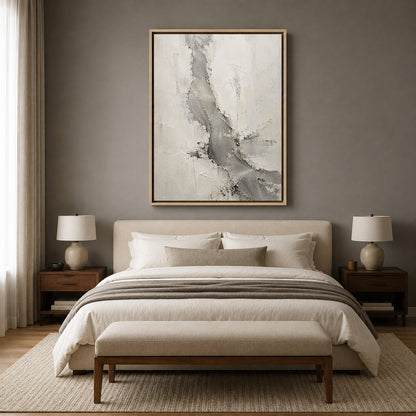 Minimalist White and Grey Textured Abstract Canvas Art