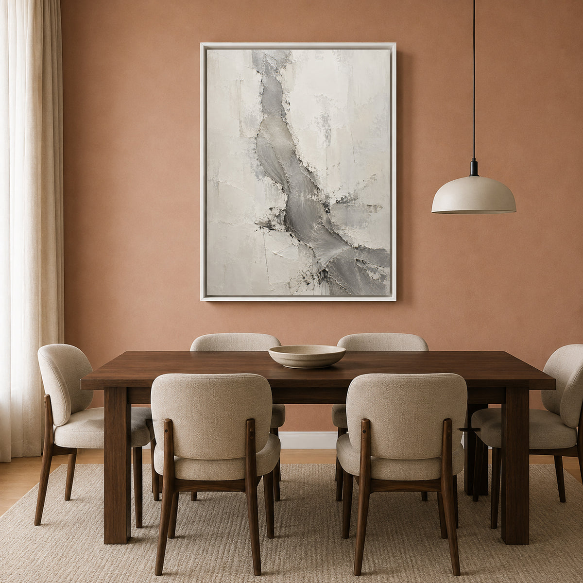 Minimalist White and Grey Textured Abstract Canvas Art