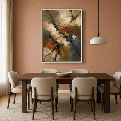 Warm Neutral Abstract Canvas Art with Rust Ochre and Charcoal