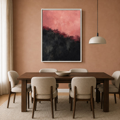 Pink and Black Abstract Canvas Art with Textured Layers